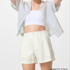 NEW! Uniqlo Linen Cotton Women’s Shorts off-white size S small Waist 26-27 inch